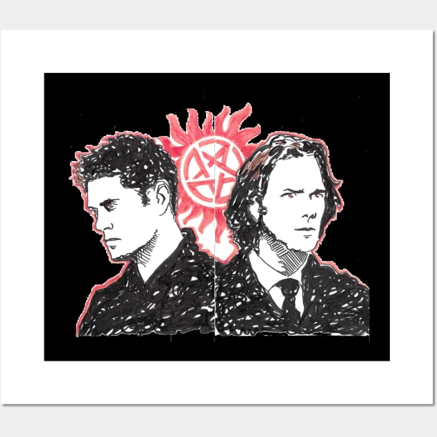 Sam and Dean graffiti fanart Wall Art by Blaze_Belushi